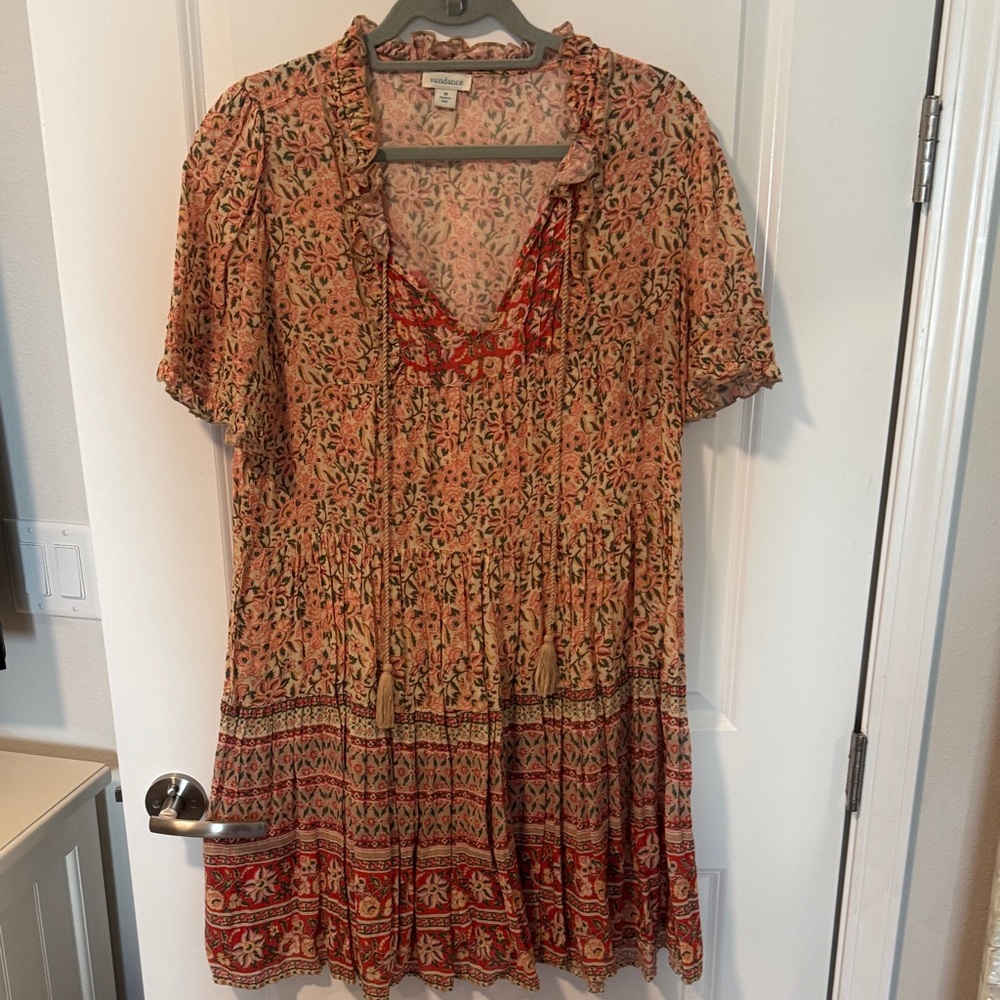 Sundance Red and Pink Floral Tunic Dress